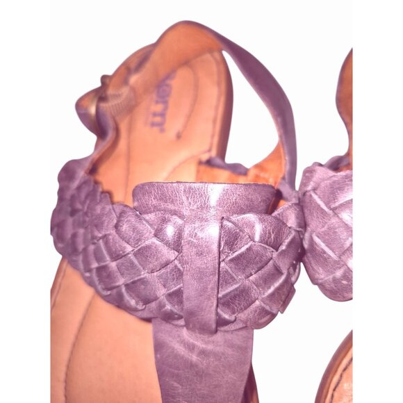 Born Womens Braided Leather Sandals Size 8M Brown Adjustable Strap Slip-On Comfo - Picture 4 of 9